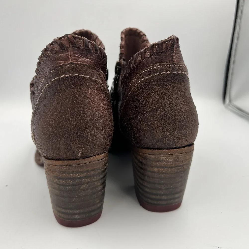 Bed Stu Carla Brown Leather Zipper Ankle Booties Boots Cobbler W 7.5 F393009